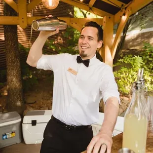 Just shaking up a tasty cocktail.