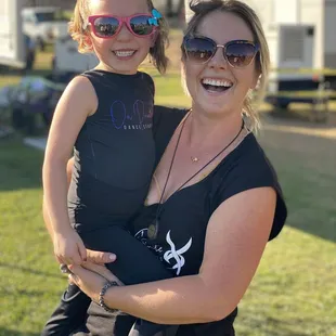 Jo with her dance team teacher Miss Jenni after her first performance with On Pointe