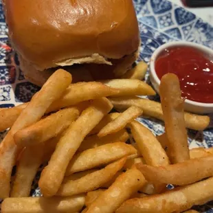 Kids burger and fries