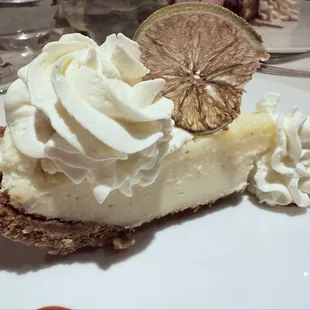 The key lime pie is perfect with the right balance of sweet and sour.