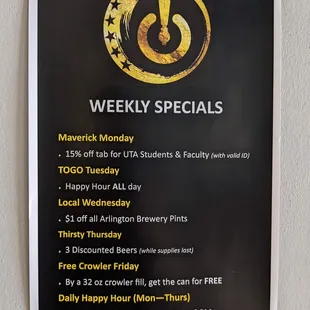Weekly specials