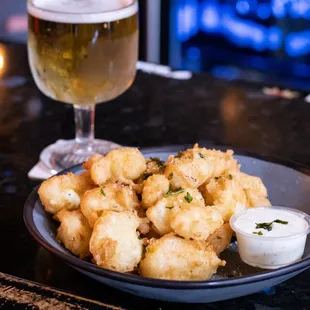 Cheese Curds and Draft Beer