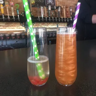 Glitter and boba balls with prosecco