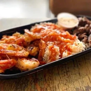 Surf and Turf was amazing with Filet Mignon, Lobster, Shrimp and rice