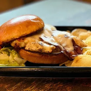 Grilled Chicken Breast Sandwich with Bacon, Swiss and Habanero bacon jam