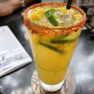 Mango Jalapeño margarita freshly muddled. Yum!