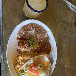 One of the free combos for Veterans Day ground beef taco with ground beef enchilada.