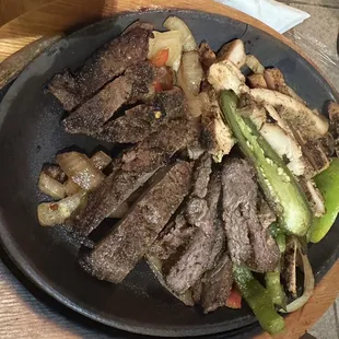 Steak and chicken fajitas