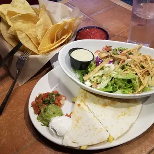 Veggie quesadilla, salad w jalapeno ranch. Lunch combo.
