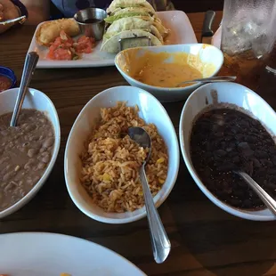 All you can eat Mexican rice and beans!!!! Beef street tacos in the back!!!