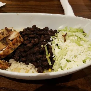 Mesquite Chicken Bowl (minus peppers, Pico and avocado)
