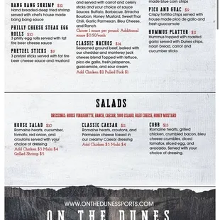 Current menu as of 2022