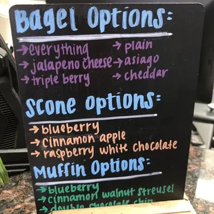 Bagel Menu as of 8/17/24