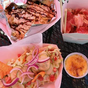 Bottom - el diablo, butterfinger creme brulee. top: gorgonzola and balsamic chips and firecracker tuna over napa cabbage