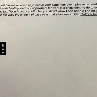 Text was sent to my fiance first thing Mon 6/19/23 morning after he received my call to pay on 6/19/23