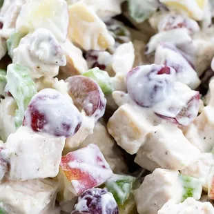 a bowl of chicken salad