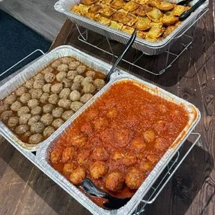 meatball marinara, sweet chili meatballs, baked raviolis