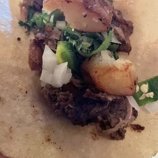 Made taco from Barbacoa Botan dish