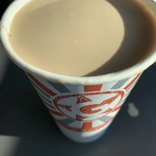 Hot latte with extra foam