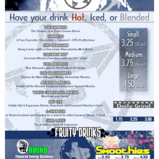 Menu taken from otg website