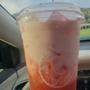 Blackberry Italian soda with cream.