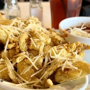 Crispy Artichoke Hearts with marinara.