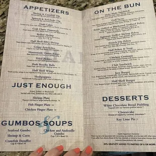Regular menu