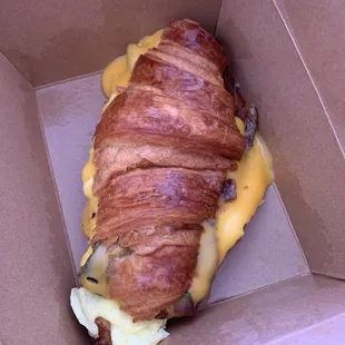 Bacon egg and cheese on a croissant