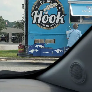 Order window of the food truck.