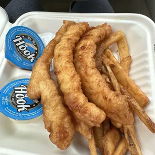 Line caught cod fish and chips