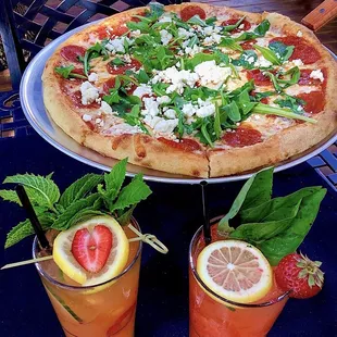 Kirberoni Pizza with Pimms C. and Gin Weasley Craft Cocktails