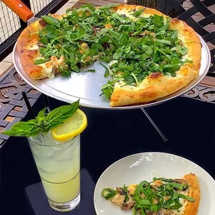 Chicken Alfredo Pie with a Lemon, Ginger, Basil Craft Cocktail