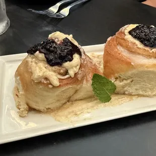 Peanut Butter and Black Cherry Cinnamon Rolls