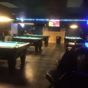 Several pool tables