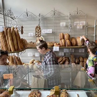 people looking at breads