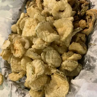 Fries pickles and jalapeños