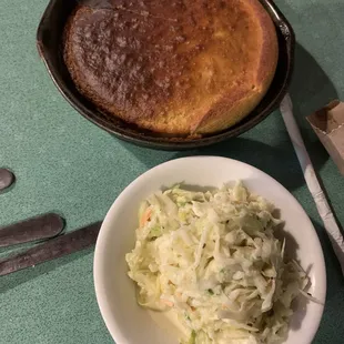 Cornbread and coleslaw