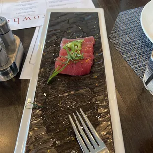 Half eaten tuna carpaccio. 10/10