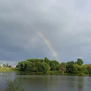 a rainbow in the sky