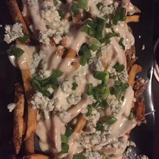 Blue cheese fry platter.
