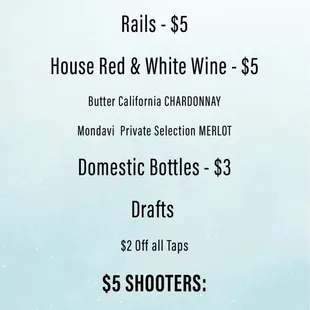 a menu for drinks