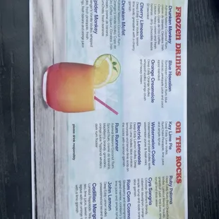 Drink menu
