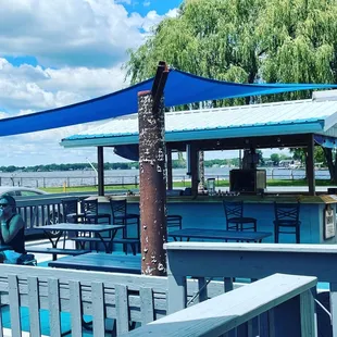 Outdoor patio and bar.