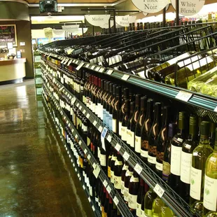 rows of wine bottles