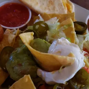 Southwest Platter: Egg Rolls, Nachoes &amp; Cheese Quesadilla w/ all the fixings...