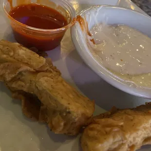 Fried zucchini and &quot;buffalo sauce&quot;