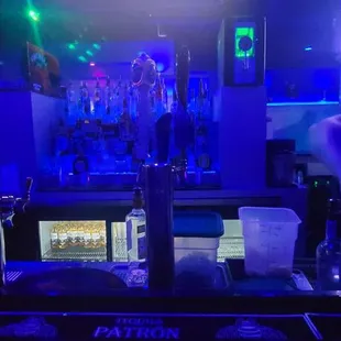 a bar with neon lights