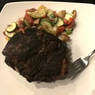 Rib eye with veggies