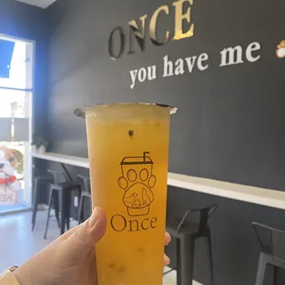 F5. Passion Fruit Green Tea Lemonade with Crystal Boba (Large)