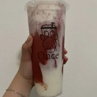 E2. Strawberry Green Tea Slush with Cheese Top (Large)